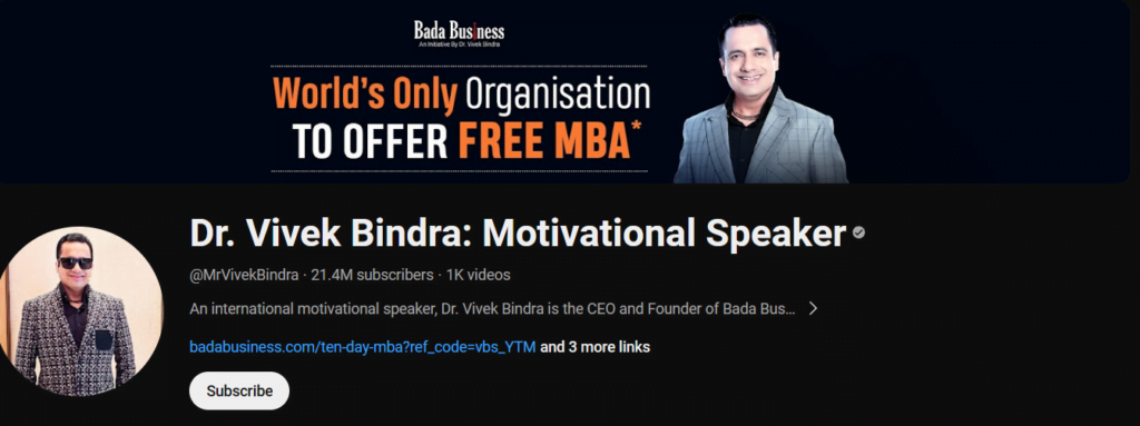 Vivek Bindra Youtube Channel